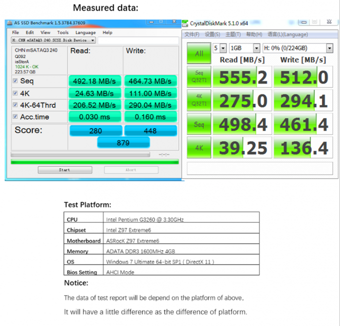 SSD MSATA Solid State Drive 480GB Internal Q3 Zheino 470MB/S Write 3.3V CE Approval