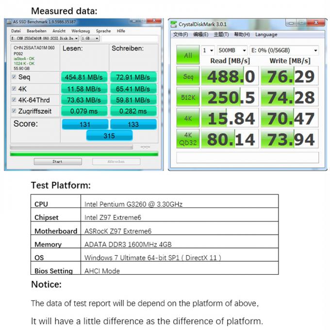 60GB 6Gbps A1 2.5 SATA HDD SSD , 2D MLC Zheino 2.5 Serial ATA SSD