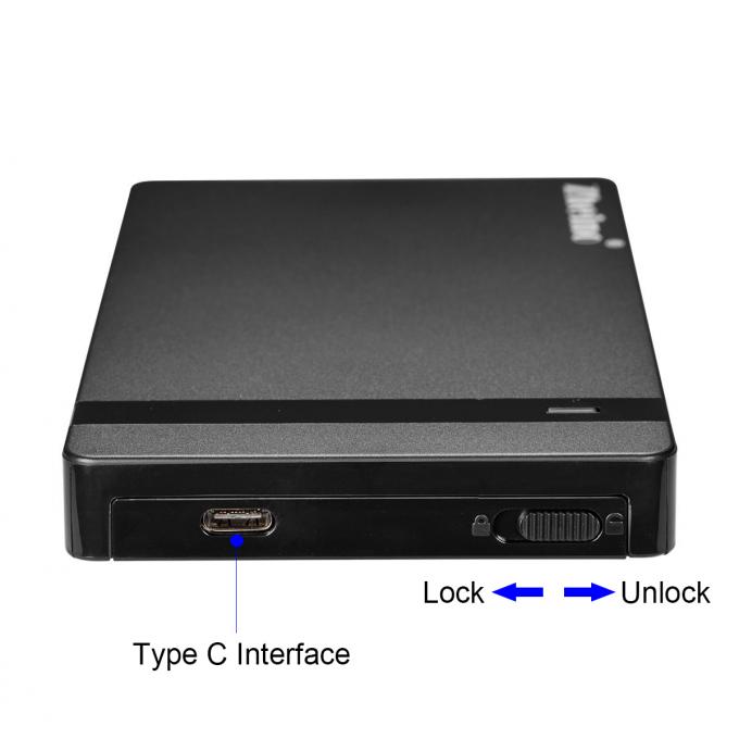 Black 2.5 External Hard Drive Enclosure Plastic USB 3.1 Type C SATA III